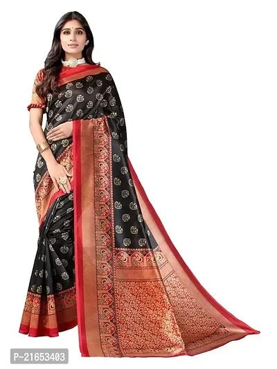 Spacekart Women's latest soft Silk Saree with Unstitched Blouse Piece-thumb0