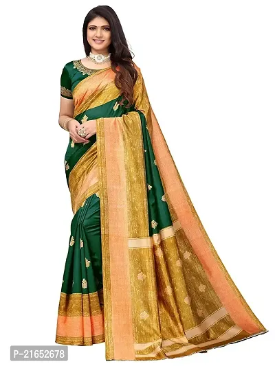 Spacekart Women's Printed Art Silk Saree with Unstitched Blouse Piece