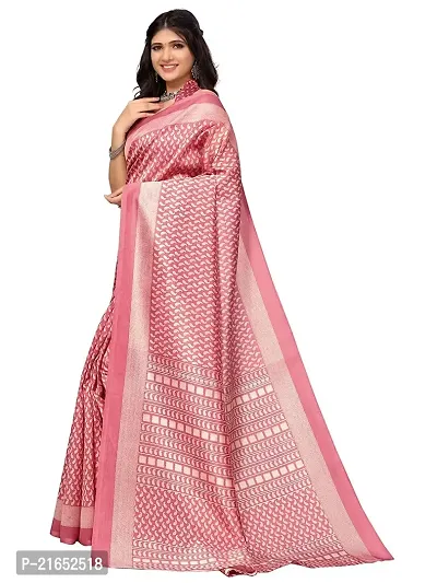 Spacekart Women's Printed style Art Silk Saree with Unstitched Blouse Piece-thumb2