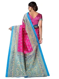 Spacekart women's Litchi silk Saree with Unstitched Blouse Piece-thumb2