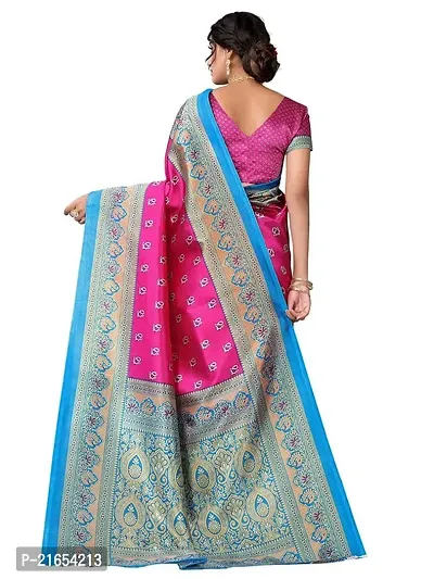 Spacekart women's Litchi silk Saree with Unstitched Blouse Piece-thumb3