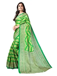 Spacekart Women?s Khadi Silk Saree With Unstitched Blouse Piece (Green) (Design 4)-thumb2