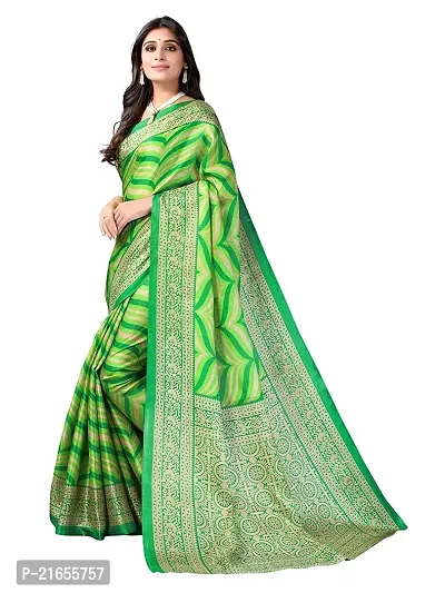 Spacekart Women?s Khadi Silk Saree With Unstitched Blouse Piece (Green) (Design 4)-thumb3