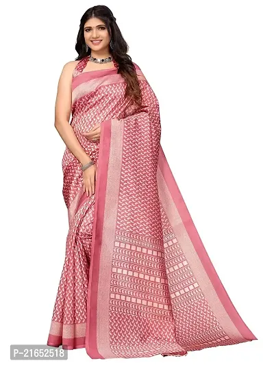 Spacekart Women's Printed style Art Silk Saree with Unstitched Blouse Piece