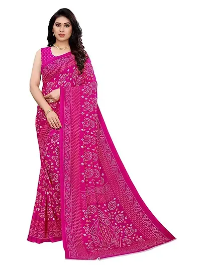 Spacekart Women's Bright Georgette Saree with Unstitched Blouse Piece