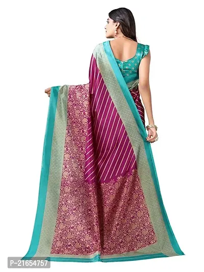 Spacekart Women's Beautiful Silk Saree with Unstitched Blouse Piece-thumb3