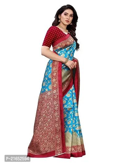 Spacekart Women's casual Art Silk Saree with Unstitched Blouse Piece-thumb5