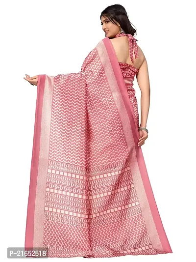 Spacekart Women's Printed style Art Silk Saree with Unstitched Blouse Piece-thumb3