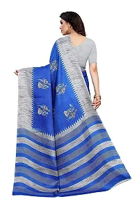 Spacekart Women?s Khadi Silk Saree With Unstitched Blouse Piece (Royal Blue) (Design 1)-thumb2