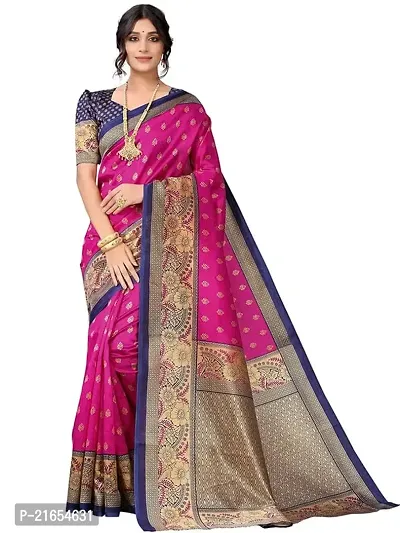 Spacekart Women's designed Silk Saree with Unstitched Blouse Piece-thumb0