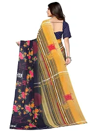 Spacekart Women's flowers print Georgette Saree with Unstitched Blouse Piece-thumb2