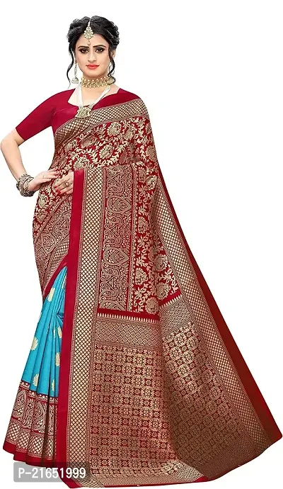 Spacekart Women's Artsilk Saree with Unstitched Blouse Piece-thumb0