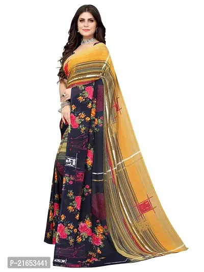 Spacekart Women's flowers print Georgette Saree with Unstitched Blouse Piece-thumb2