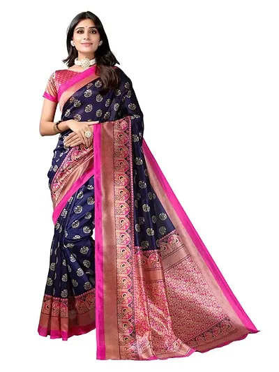 Spacekart Women's solid lichi silk Saree with Unstitched Blouse Piece