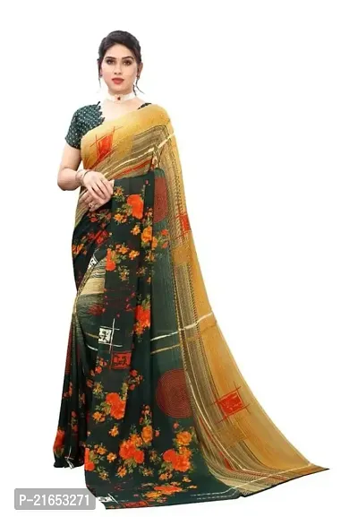 Spacekart Women's casual wear Georgette Saree with Unstitched Blouse Piece-thumb0