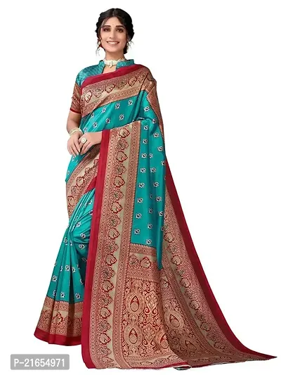 Spacekart Women's Silk Saree for women with blouse-thumb0