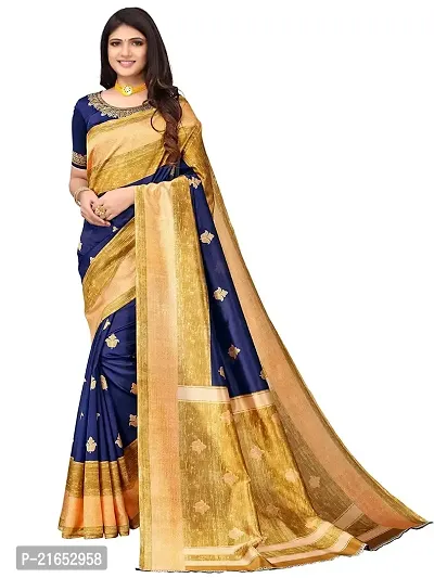 Spacekart Women's Raw Art silk Saree with Unstitched Blouse Piece-thumb0