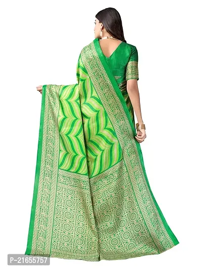 Spacekart Women?s Khadi Silk Saree With Unstitched Blouse Piece (Green) (Design 4)-thumb4