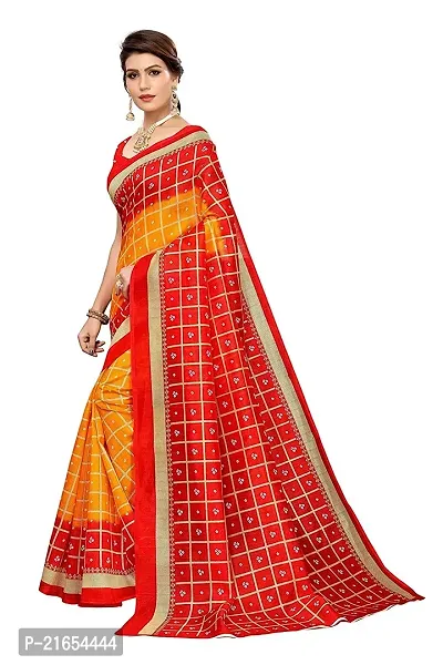 Spacekart Women?s Khadi Silk Saree With Unstitched Blouse Piece (Red) (Design 2)-thumb3