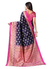 Spacekart Women's solid lichi silk Saree with Unstitched Blouse Piece-thumb2