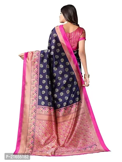 Spacekart Women's solid lichi silk Saree with Unstitched Blouse Piece-thumb3