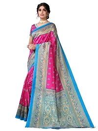 Spacekart women's Litchi silk Saree with Unstitched Blouse Piece-thumb1