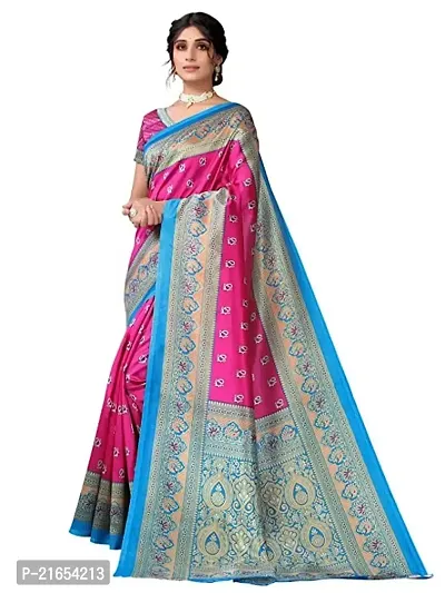 Spacekart women's Litchi silk Saree with Unstitched Blouse Piece-thumb2