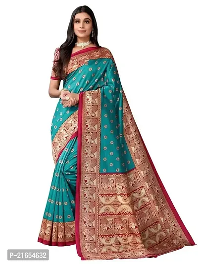 Spacekart Women's fancy Silk Saree with Unstitched Blouse Piece-thumb0