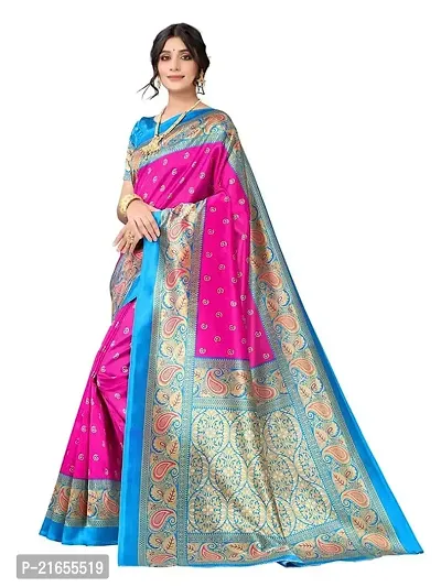 Spacekart Women's soft Silk Saree with Unstitched Blouse Piece-thumb2