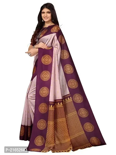 Spacekart Women's Printed Art Silk Saree with Unstitched Blouse Piece-thumb2