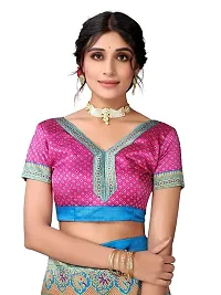 Spacekart women's Litchi silk Saree with Unstitched Blouse Piece-thumb3