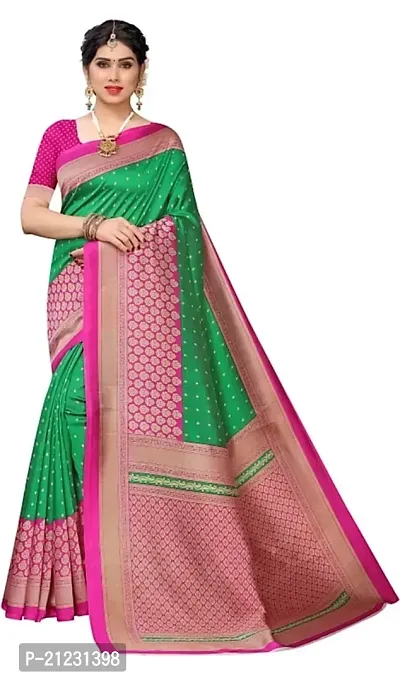 Fancy Silk Blend Saree with Blouse Piece for Women-thumb0