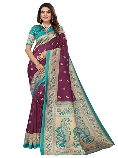 Spacekart Women's Elegant Silk Saree and Blouse Piece