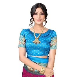 Spacekart Women's soft Silk Saree with Unstitched Blouse Piece-thumb3