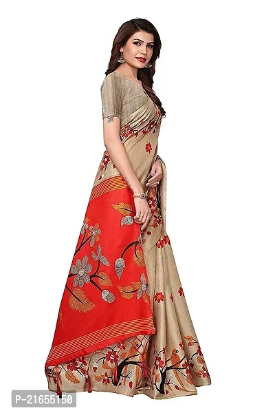 Spacekart Women?s Khadi Silk Saree With Unstitched Blouse Piece (Red) (Design 3)-thumb3