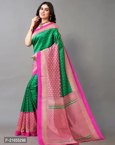 Spacekart Women's soft litchi Silk Saree with Unstitched Blouse Piece-thumb2