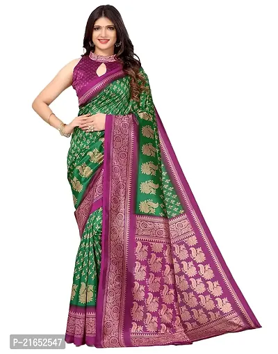 Spacekart Women's Trendy Art Silk Saree with Unstitched Blouse Piece-thumb0