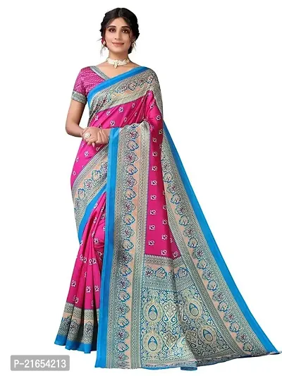 Spacekart women's Litchi silk Saree with Unstitched Blouse Piece