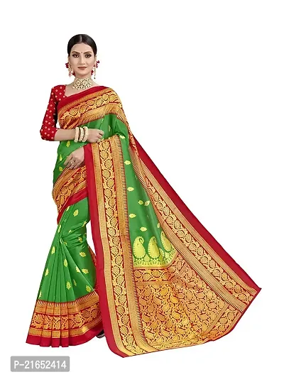 Spacekart Women's Beautiful Art Silk Saree with Unstitched Blouse Piece-thumb0