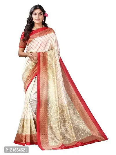 Spacekart Women's latest collection silk Saree with Unstitched Blouse Piece-thumb0