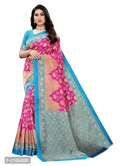 Spacekart - Women's and Girls Silk Saree with Unstitched Blouse Piece-thumb0