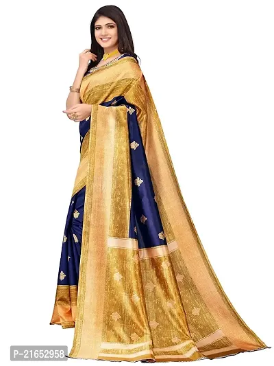 Spacekart Women's Raw Art silk Saree with Unstitched Blouse Piece-thumb2