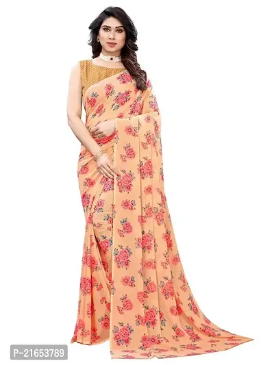 Spacekart Women's Semi Georgette Saree with Unstitched Blouse Piece-thumb0