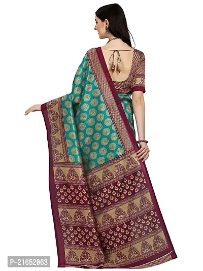 Spacekart Women's Printed style Art Silk Saree with Unstitched Blouse Piece-thumb3