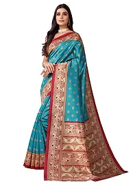 Spacekart Women's fancy Silk Saree with Unstitched Blouse Piece-thumb1