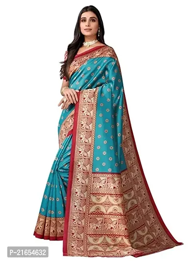 Spacekart Women's fancy Silk Saree with Unstitched Blouse Piece-thumb2