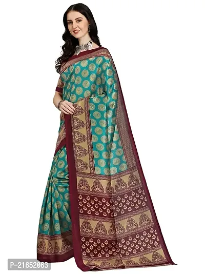 Spacekart Women's Printed style Art Silk Saree with Unstitched Blouse Piece-thumb2