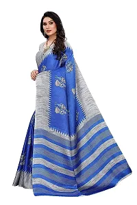 Spacekart Women?s Khadi Silk Saree With Unstitched Blouse Piece (Royal Blue) (Design 1)-thumb1