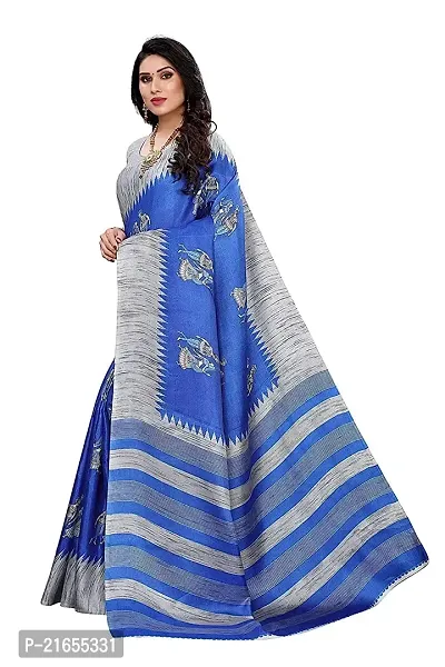 Spacekart Women?s Khadi Silk Saree With Unstitched Blouse Piece (Royal Blue) (Design 1)-thumb2