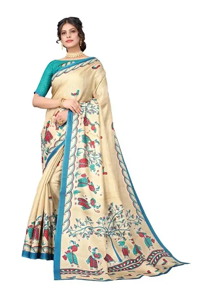 POSHYAA FASHION Women Khadi Printed Saree With Unstiched Blouse Piece